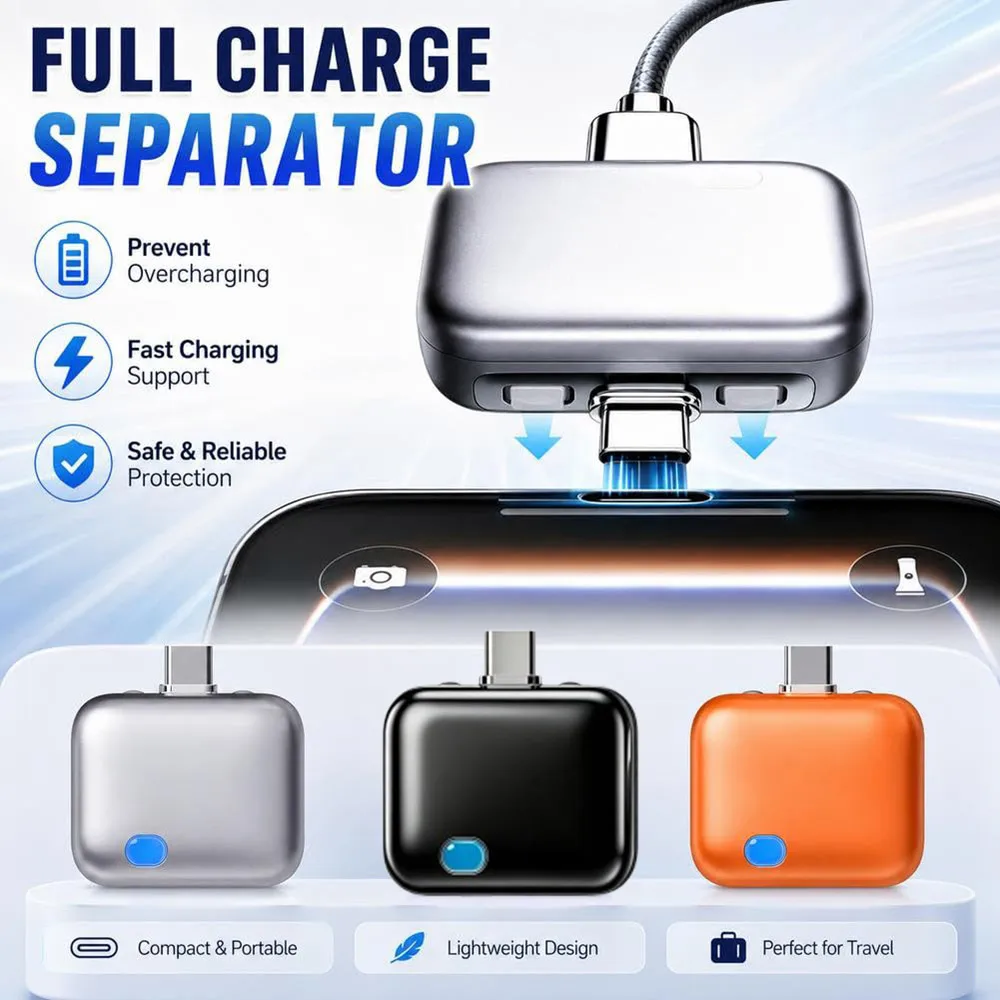 USB-C Fully Charged Separator Smart Auto Stop Charging Adapter 140W PD Overcharge Protection Auto Eject Type-C Adapter Converter