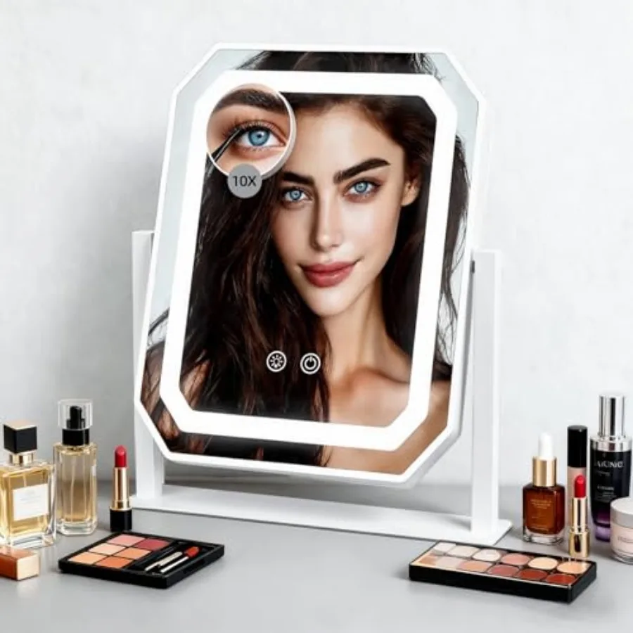 

Lighted Makeup Mirror 3 Colors for Precise Application Touch Control Brightness Adjustment for Easy Use with a Detachable 10x M