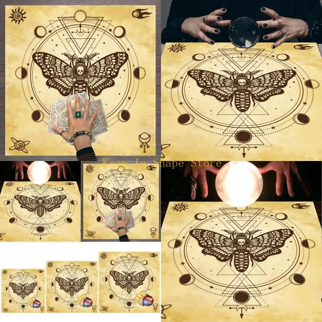 

U1JC черепа бабочка луны фазы алтаря ткани табло Таро -скатерть скатерть скатерть