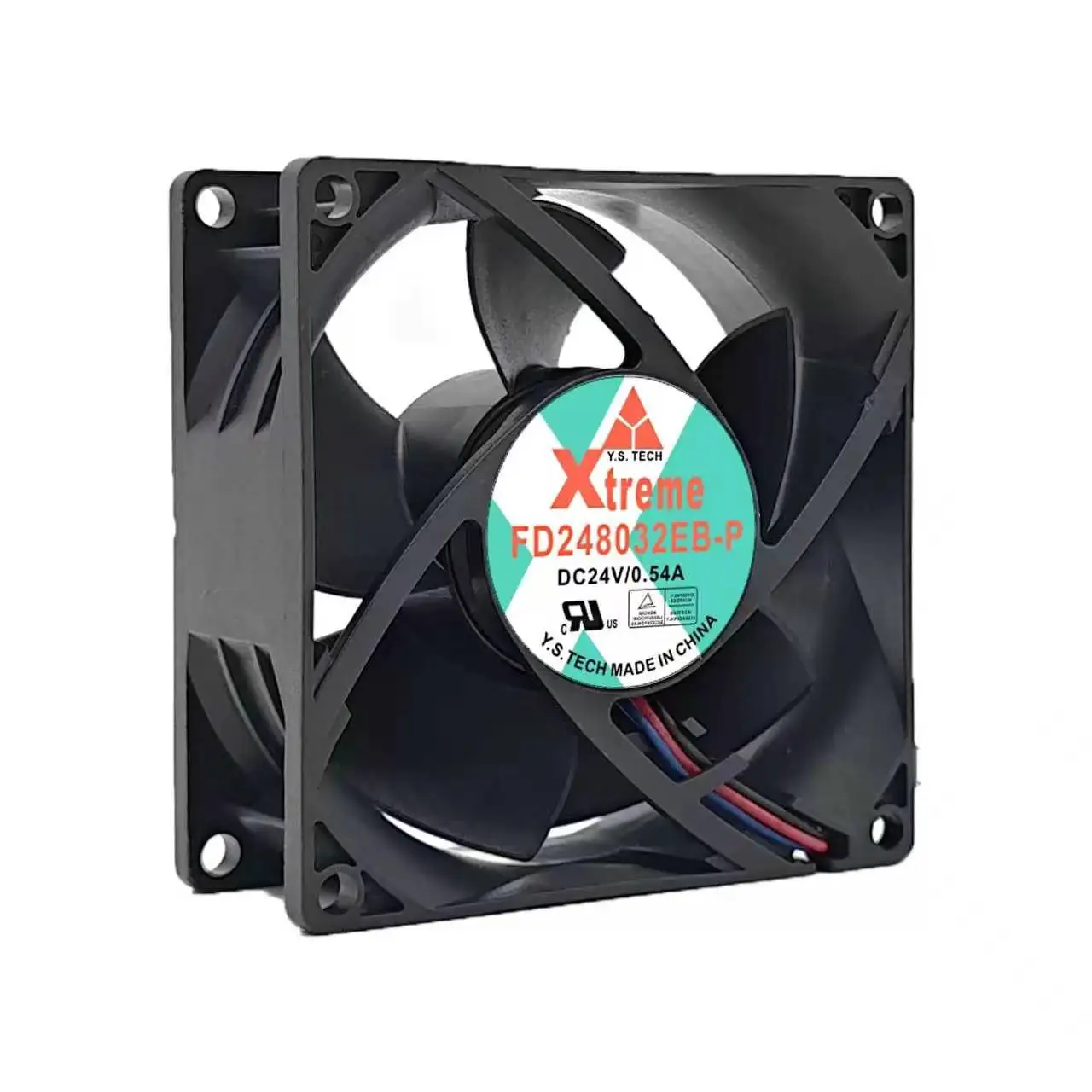 For Y.S. TECH Xtreme FD248032EB-P DC 24V 0.54A 8032 80x80x32mm 3-Wire Server Inverter Industrial Axial Cooling Fan cURus TUV