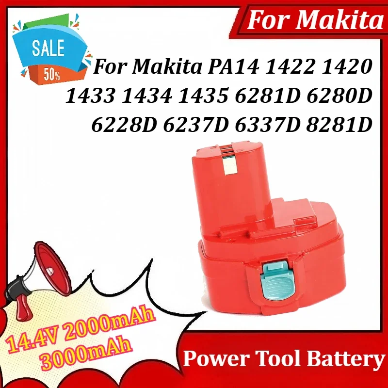 SWZY 14.4V 2000mAh 3000mAh NiMH Replacement Battery for Makita PA14 1422 1420 1433 1434 1435 6281D 6280D 6228D 6237D 6337D 8281D