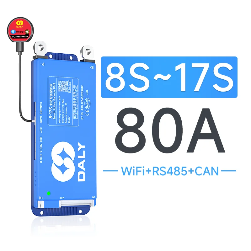 hibms DALY Smart BMS Active Balance BMS Lifepo4 3S 4S 12V 8S 24V 16S 48V 100A 150A 250A 3,2V Li-Ion 3,7V LTO Batterie RS485 CANBUS WiFi 8