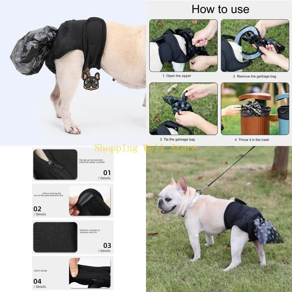 Kx4b perrito reutilizable pañal con bolsa caca para pequeños perros medianos ropa interior mascota regalo mascota mascota