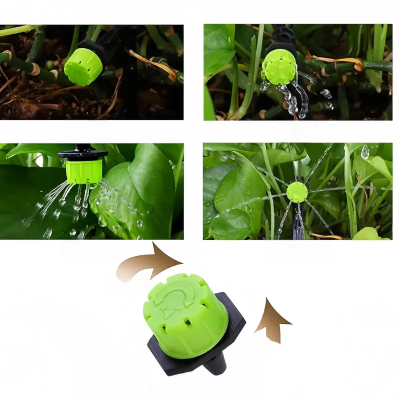 Green Adjustable Sprinklers 75 pcs, Adjustable Flow Control, Efficient Water Saving, for Orchard Greenhouse Irrigation