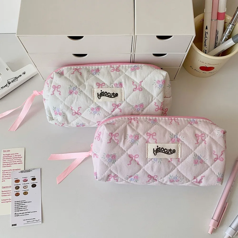New Large Capacity Pen Bag Bowknot Multi-function Stationery Storage Bags Cosmetic Bag Gift