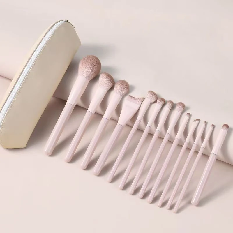 Light Pink Makeup Brush Set - Loose Powder, Foundation, Contouring, Eyeshadow and Nose Shadow Brushes - Professional Makeup Tool