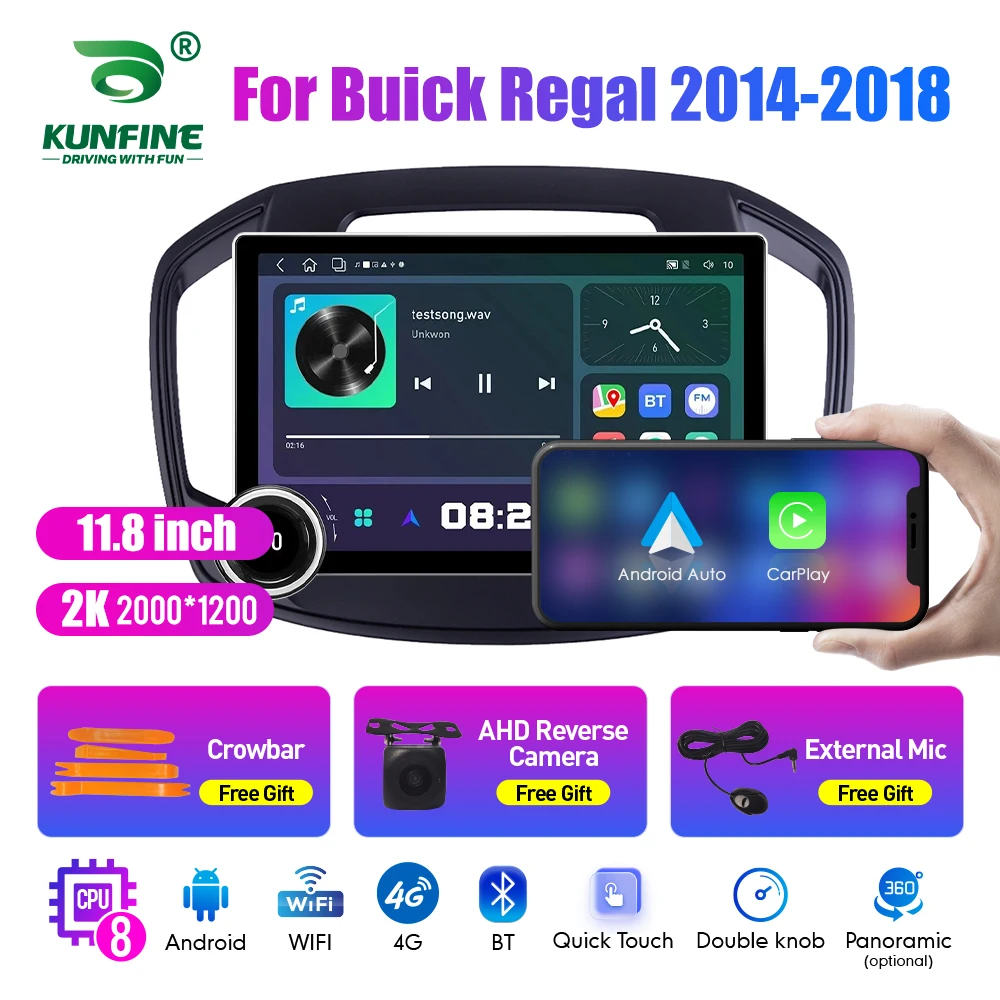 

11.8 Inch 2K Double Knobs 2 Din Car Radio For Honda Regal 2014-2018 Car Radio DVD Multimedia Video Player Android Auto Carplay