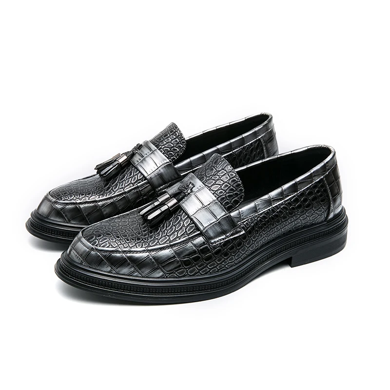 Men's Dress Shoes Luxury Printing Business Classic Handmade Oxfords Top Layer Cowhide Leather Black Brown Formal Shoes Big Size