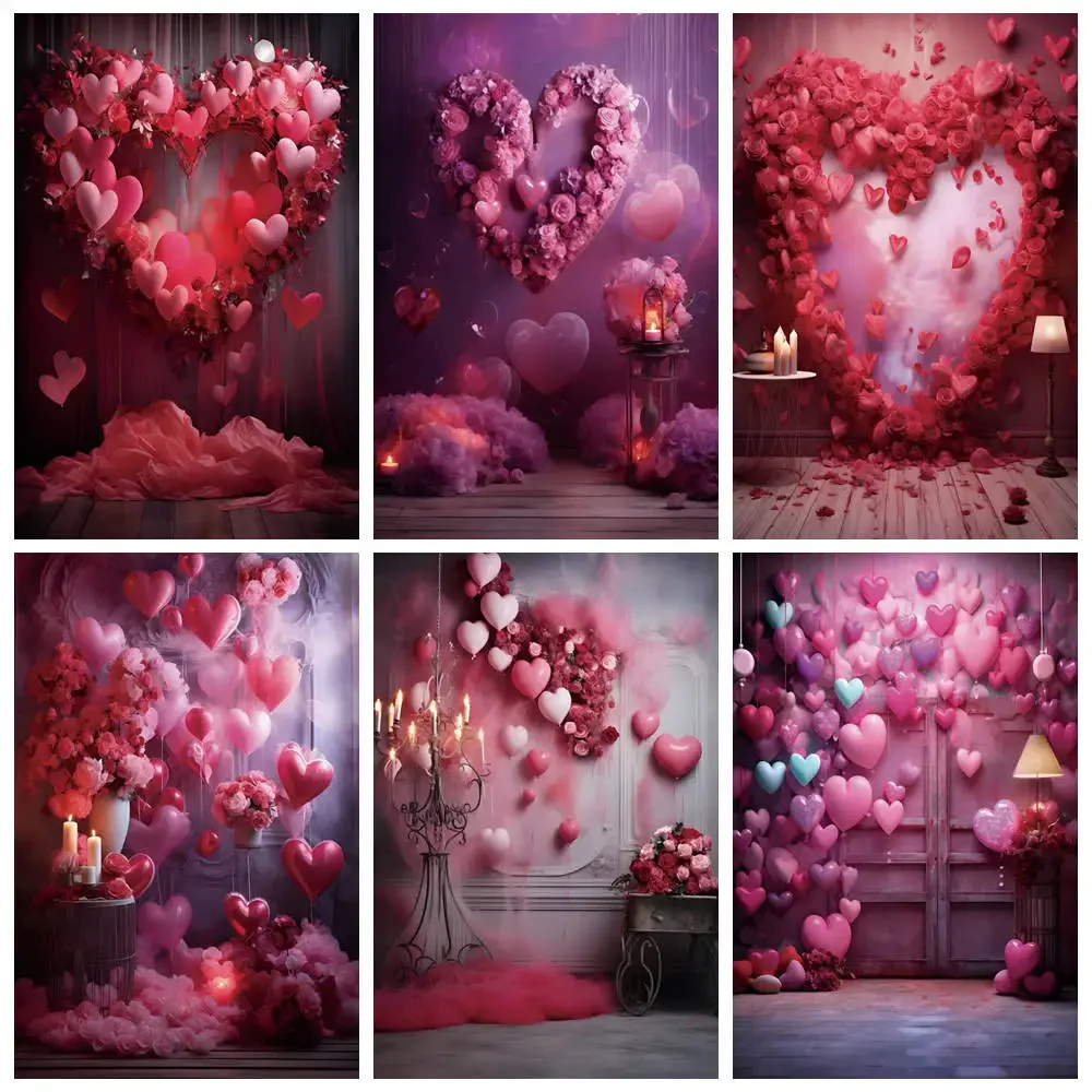 MOON.QG Valentine's Day Red Photography Backdrop February 14 Photo Background Women Birthday Wedding Anniversary Party Photozone