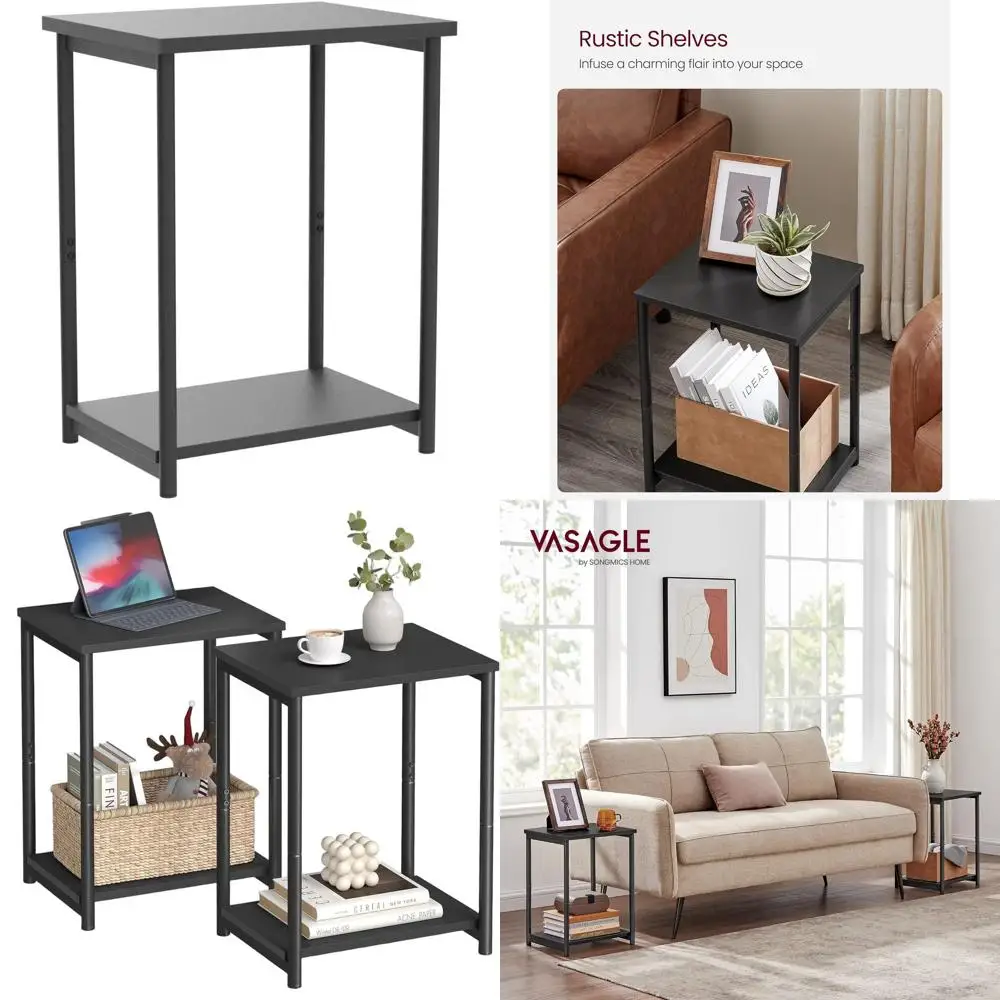 

Пара компактных приставных столиков, идеально подходящих для гостиной, спальни, офиса и ванной комнаты, элегантный черный цвет ULET272B16