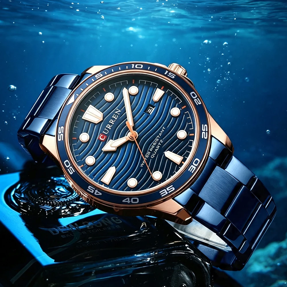 CURREN Fashion Men's Watch Top Brand Luxury Quartz Watch Men's Casual Stainless Steel Waterproof Sports Watch Relogio Masculino