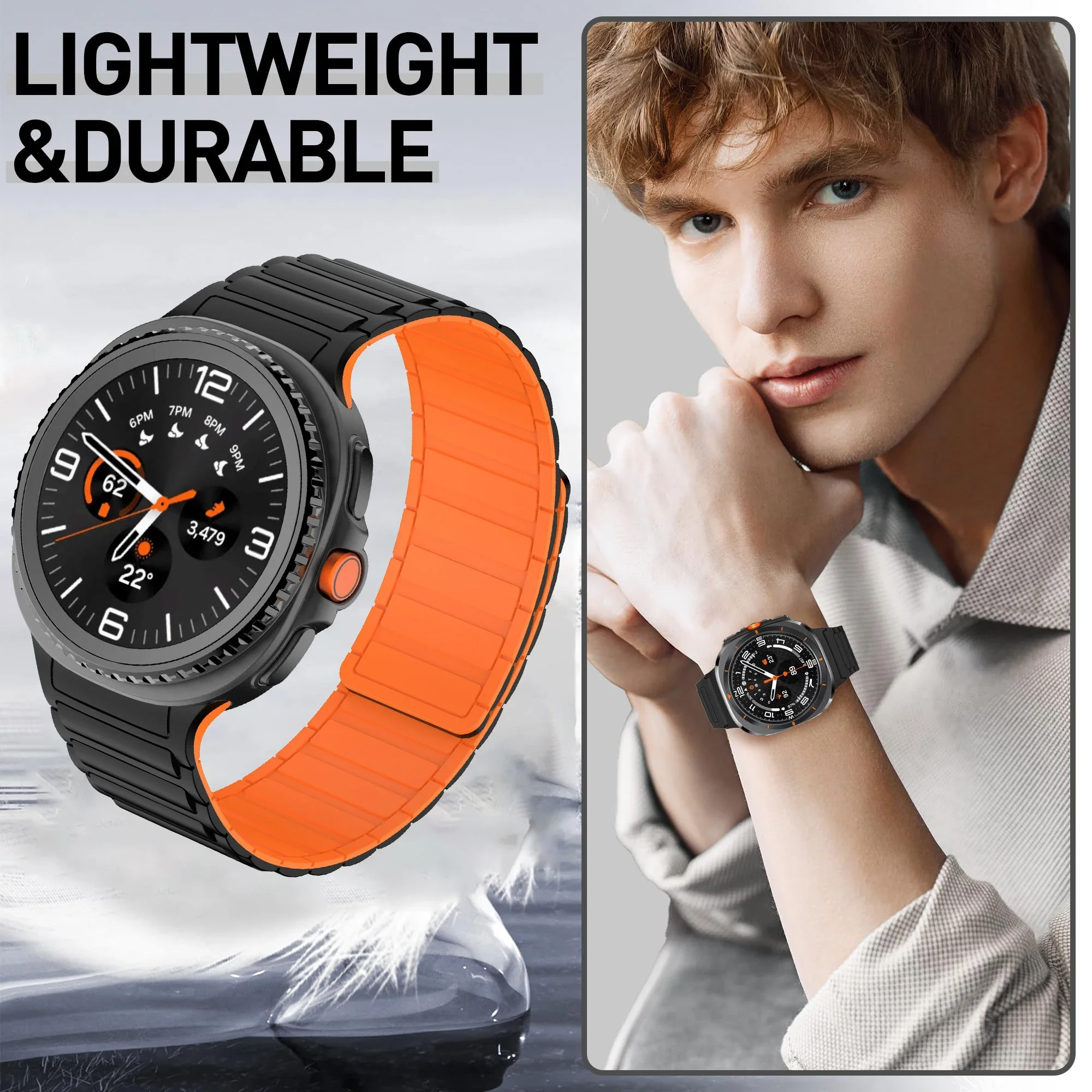 Correa de silicona sin huecos para Samsung Galaxy Watch 8, pulsera magnética de 40mm y 44mm, Correa para Galaxy Watch 8, pulsera clásica de 46mm
