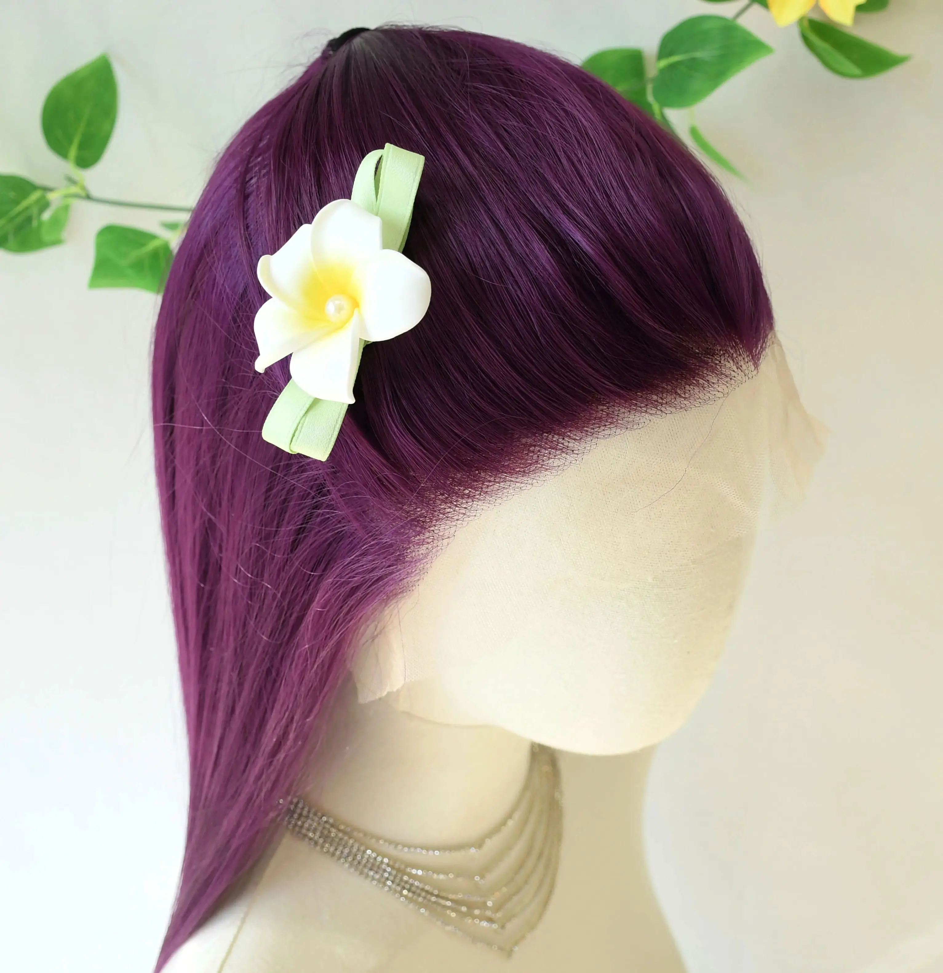 

Темно-фиолетовый прямой парик фронта шнурка бесклеевой 13x4 HD синтетические кружевные фронтальные парики предварительно сорванные термостойкие косплей на продажу