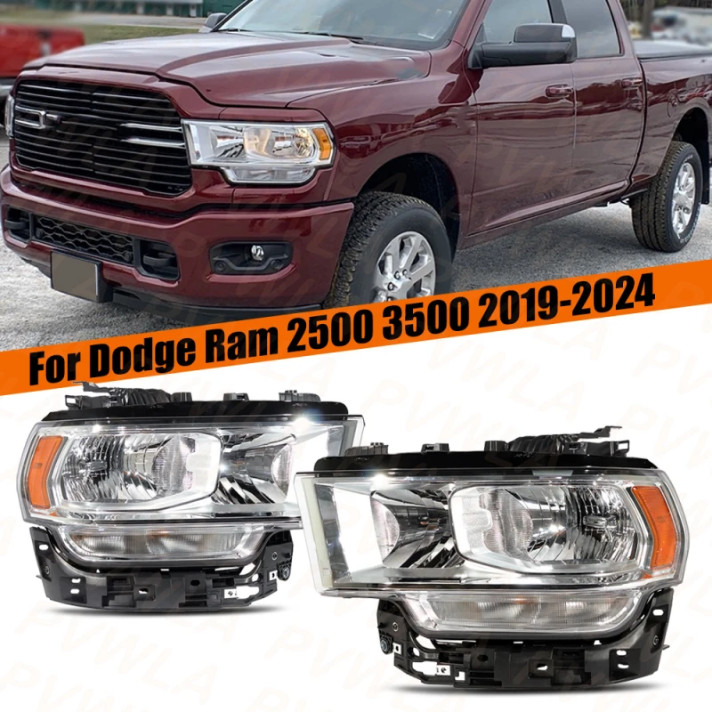9 PIN Headlight For Dodge Ram 2500 3500 2019 2020 2021 2022 2023 2024 Car Halogen Headlamp DRL Turn Signal Side Light