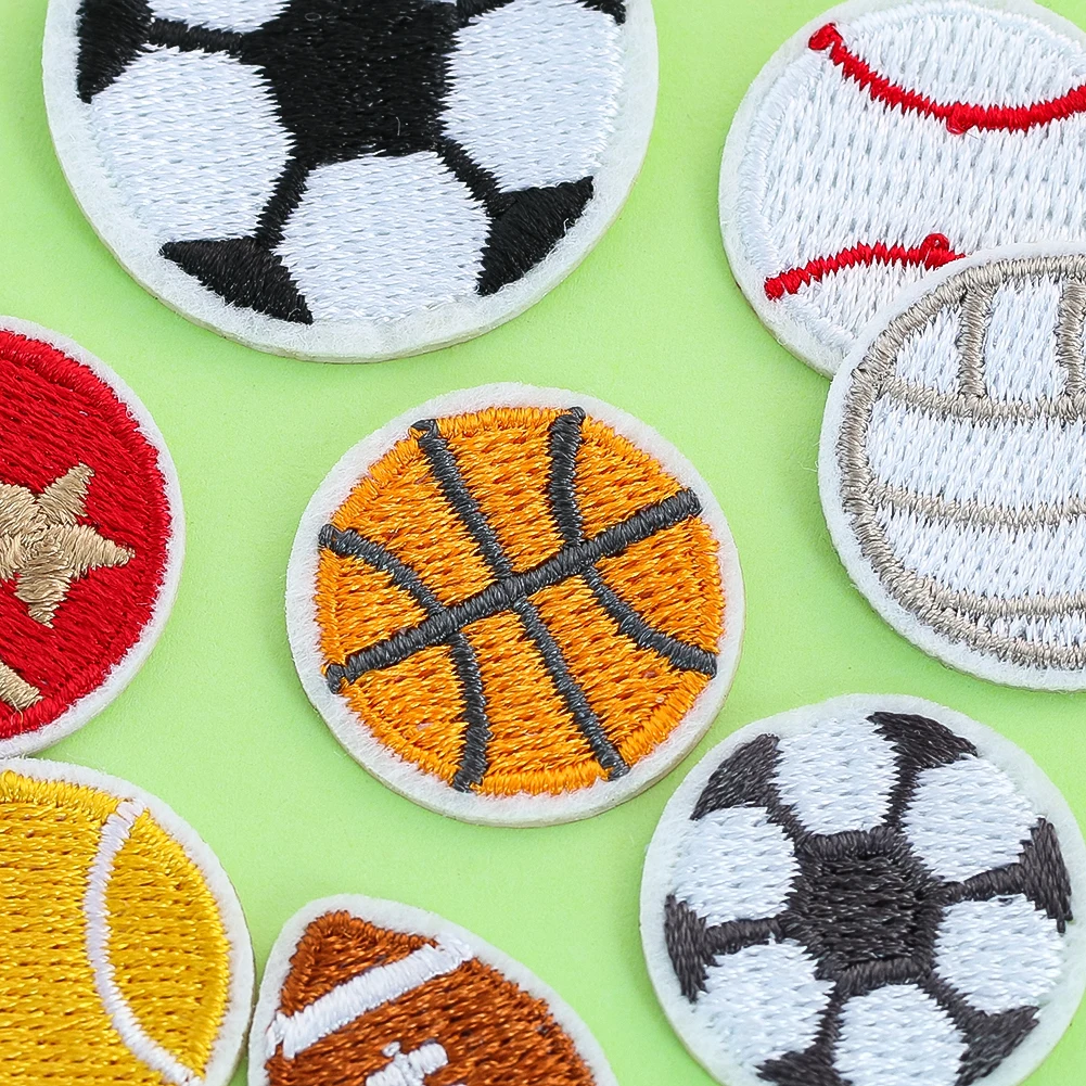 9Pc/set Basketball Volleyball Rugby Embroidery Patches Football Baseball Tennis Iron Appliques Badges Outfits Sewing Supplies