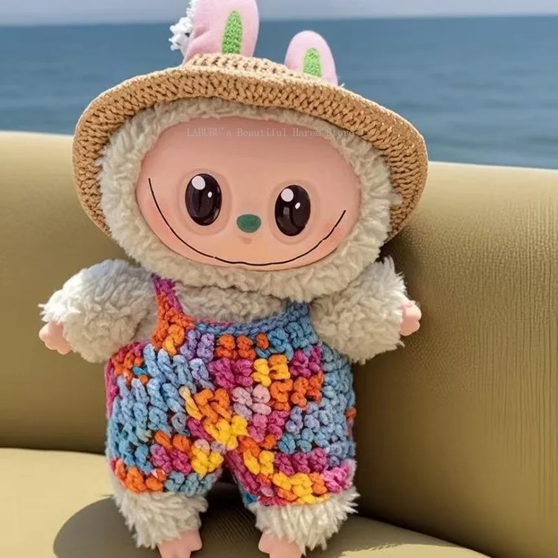 

for Labubu Clothes Colorful Woolen Pants Hat For 15-17cm Mini Labubu Doll Decoration Accessories Fans Gift
