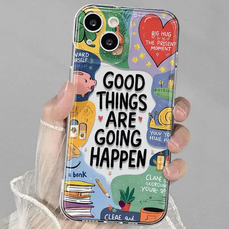 NEW Good Luck Is Always Here Phone Case For iPhone 16 15 14 13 12 11Pro Max XR XS MAX 7 8Plus Y2K Girl Cute Anti Fall Back Cover