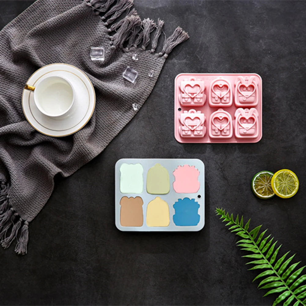 6 Cavities Backpack Shape Silicone Mold Flexible & Easy Non-Stick Release Food-Grade Non BPA For Chocolates & Truffles Cake