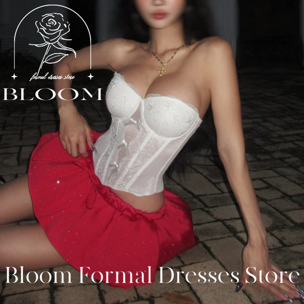 Bloom personalizado sem mangas espartilho vestido de cocktail sexy contraste cor de duas peças senhoras vestidos para ocasião especial a linha mulher