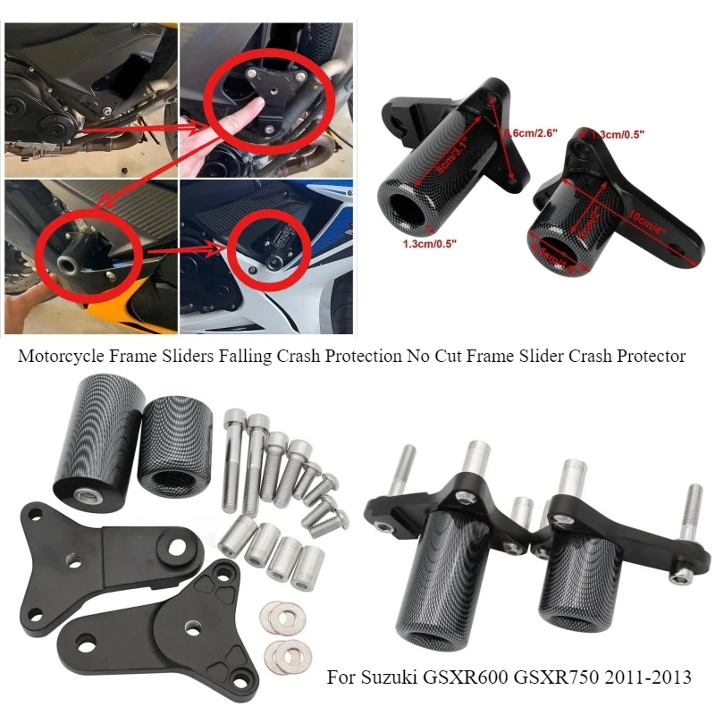 

Защитные слайдеры для рамы мотоцикла, предотвращающие падения и повреждения, без необходимости доработки рамы, для Suzuki GSXR 600 750 GSXR750 2011-2013