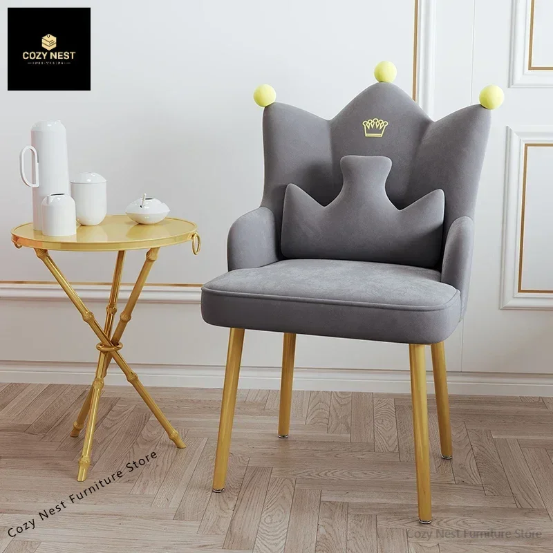 

Chair desk bedroom female backrest sedentary comfortable dining chair household Internet celebrity manicure stool dressing study