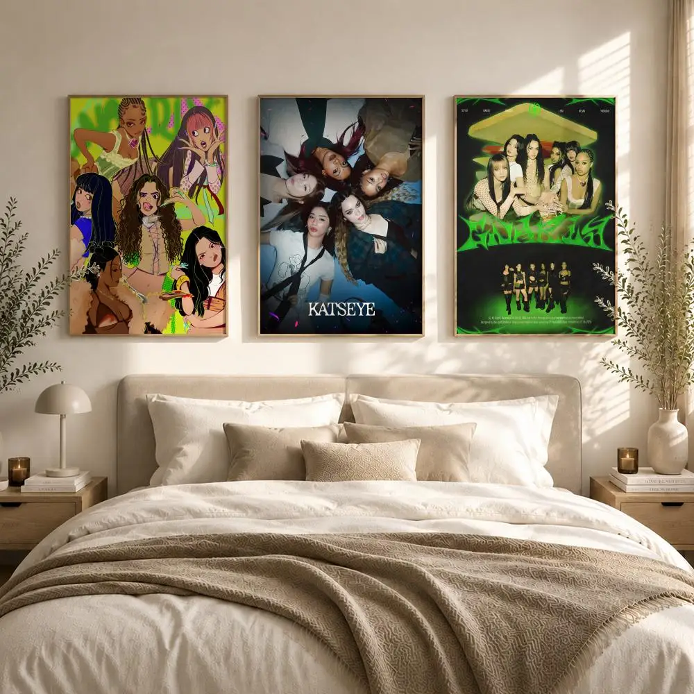 Pop K-KATSEYE Gnarly Album Poster HD art sticky wall waterproof home living room bedroom bar aesthetic decoration