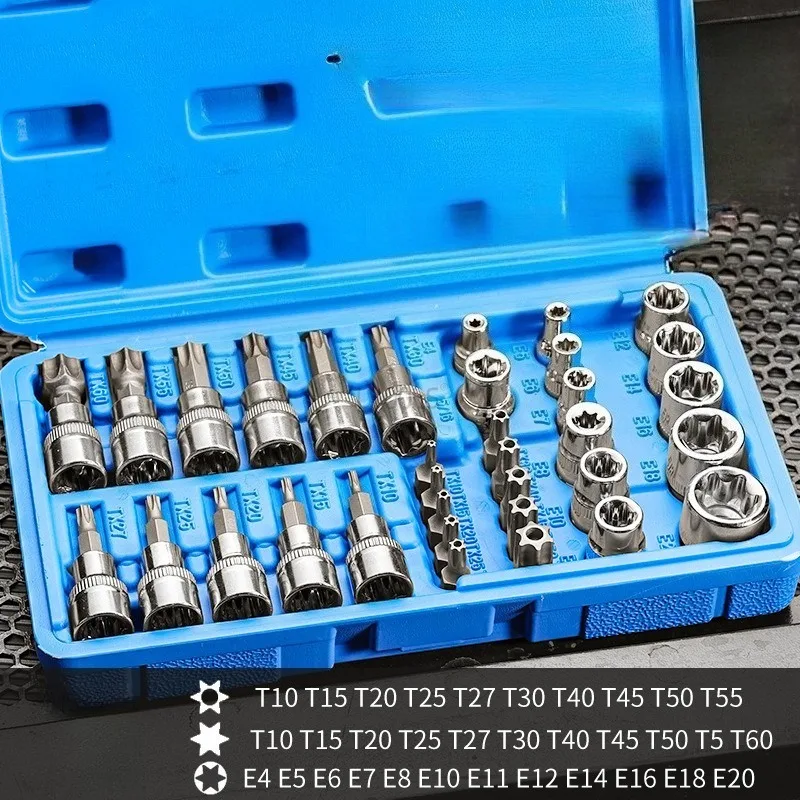 New Electric Tool Socket Batch Head Set 34 Piece Set of E-type Hand Drill Accessories Precision Polished Electroplating Tool