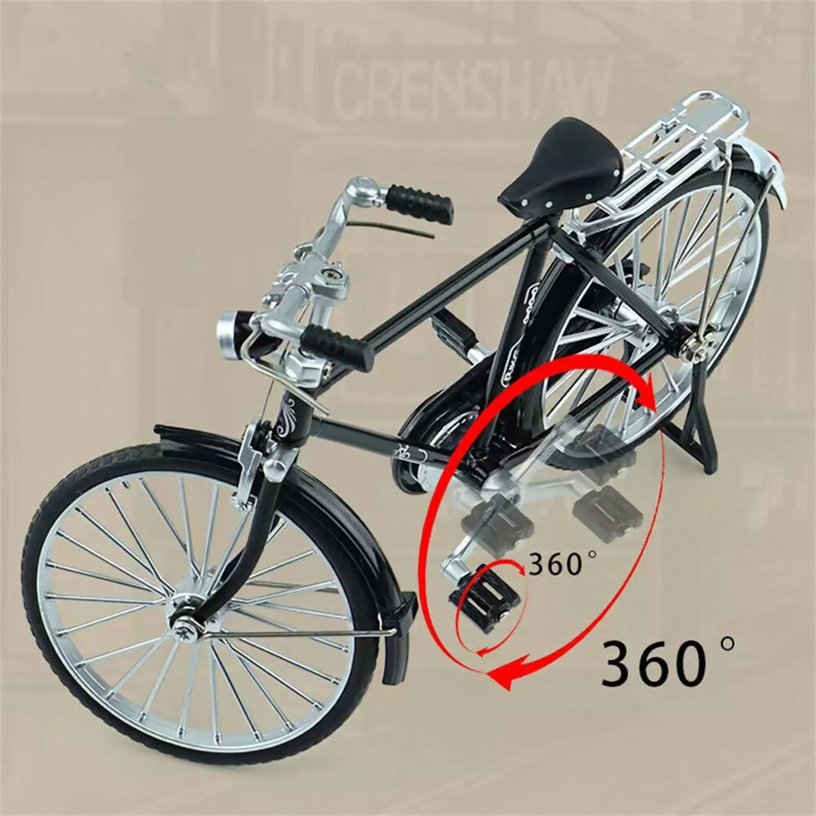Modelo de bicicleta de liga em miniatura, escala 1/10, com inflador, modelo de metal retrô, simulação fundida, coleção de presentes, brinquedos