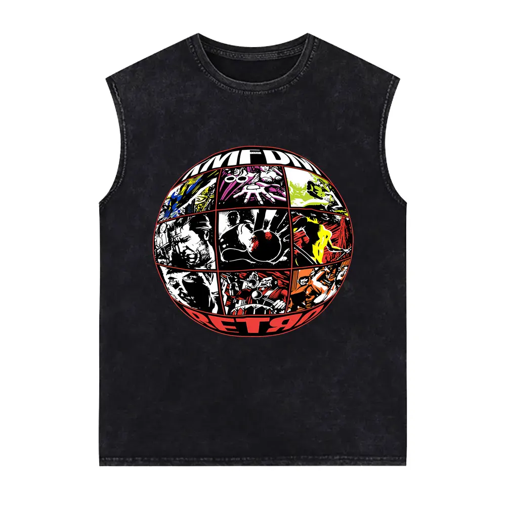 Rock Band Kmfdm Nihil Vintage Washed Tank Tops Men Women Retro Gothic Punk Sleeveless Vest Tshirt Male Casual Hip Hop Streetwear