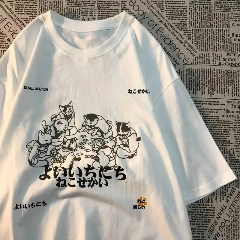 

It's Like A New Year American Retro Fun Printed Short Sleeved T-shirt With Trendy women's Men Street Style Loose Half Sleeve