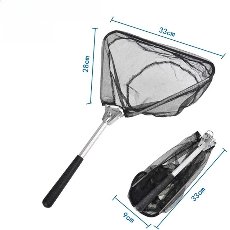 1 SET Premium Aluminum Alloy Triangular Mini Fishing Net Folding Hand Fishing Net Triangular Buckle Fishing Net Fishing Gear