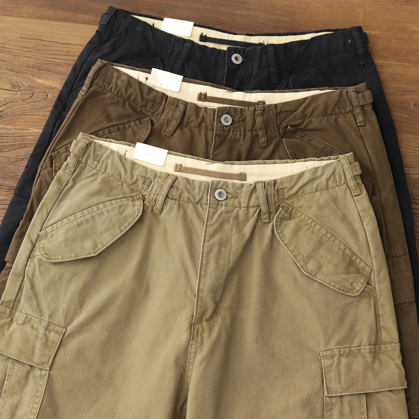 

2025 Autumn New American Retro Heavyweight Canvas Fabric Cargo Pants Men's Fashion 100% Cotton Loose Multi-pocket Casual Trouser