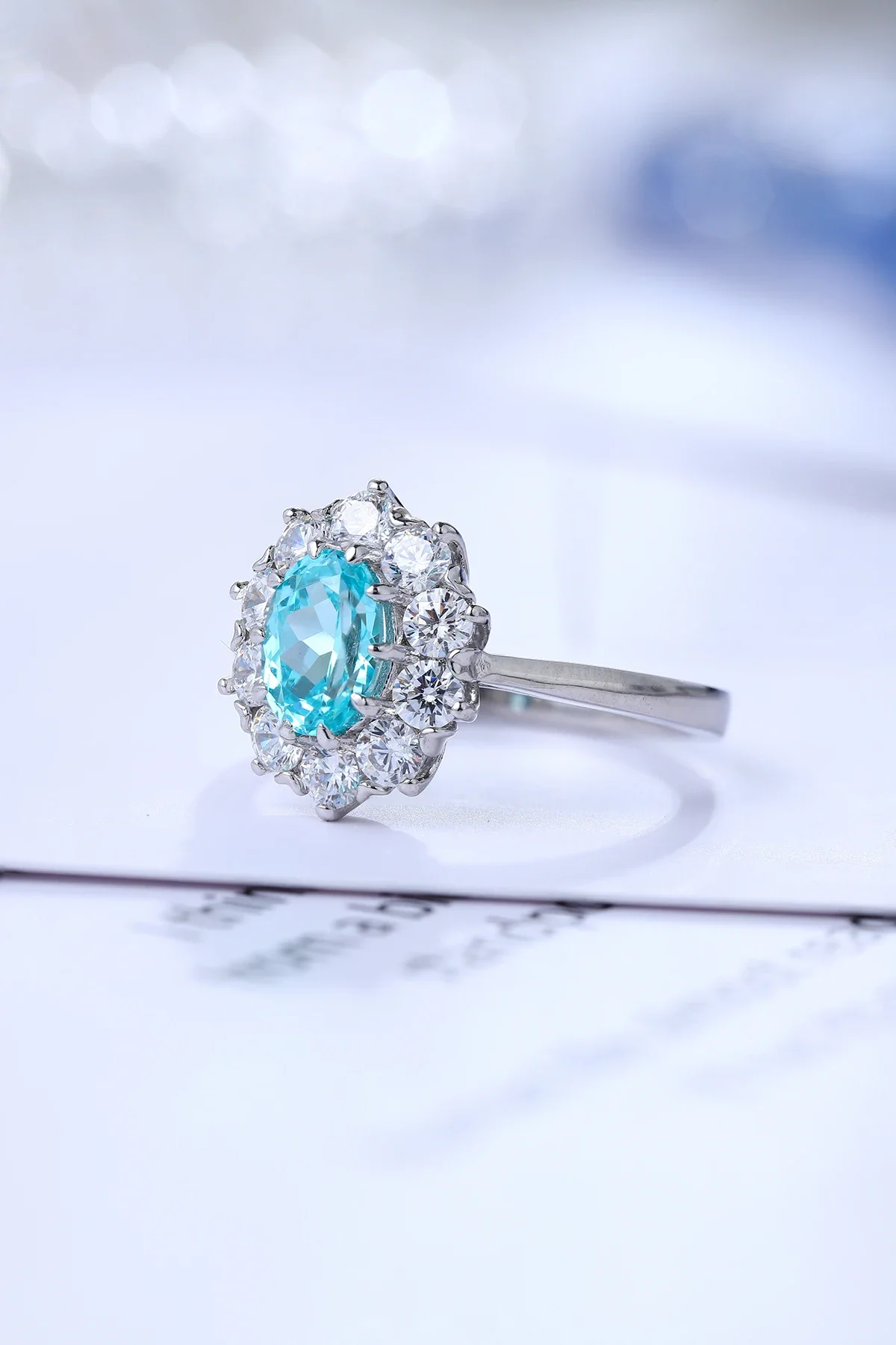 Vintage 925 Silver 1.38 Carat Paraiba Lab Grown Gemstone Ladies Fashion Jewelry Wholesale Women Rings Personalized