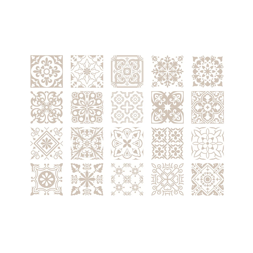 PVC Tile Stickers Nordic Patterned Decorative Wall Stickers Easy Application Flexible Design Moisture Resistant