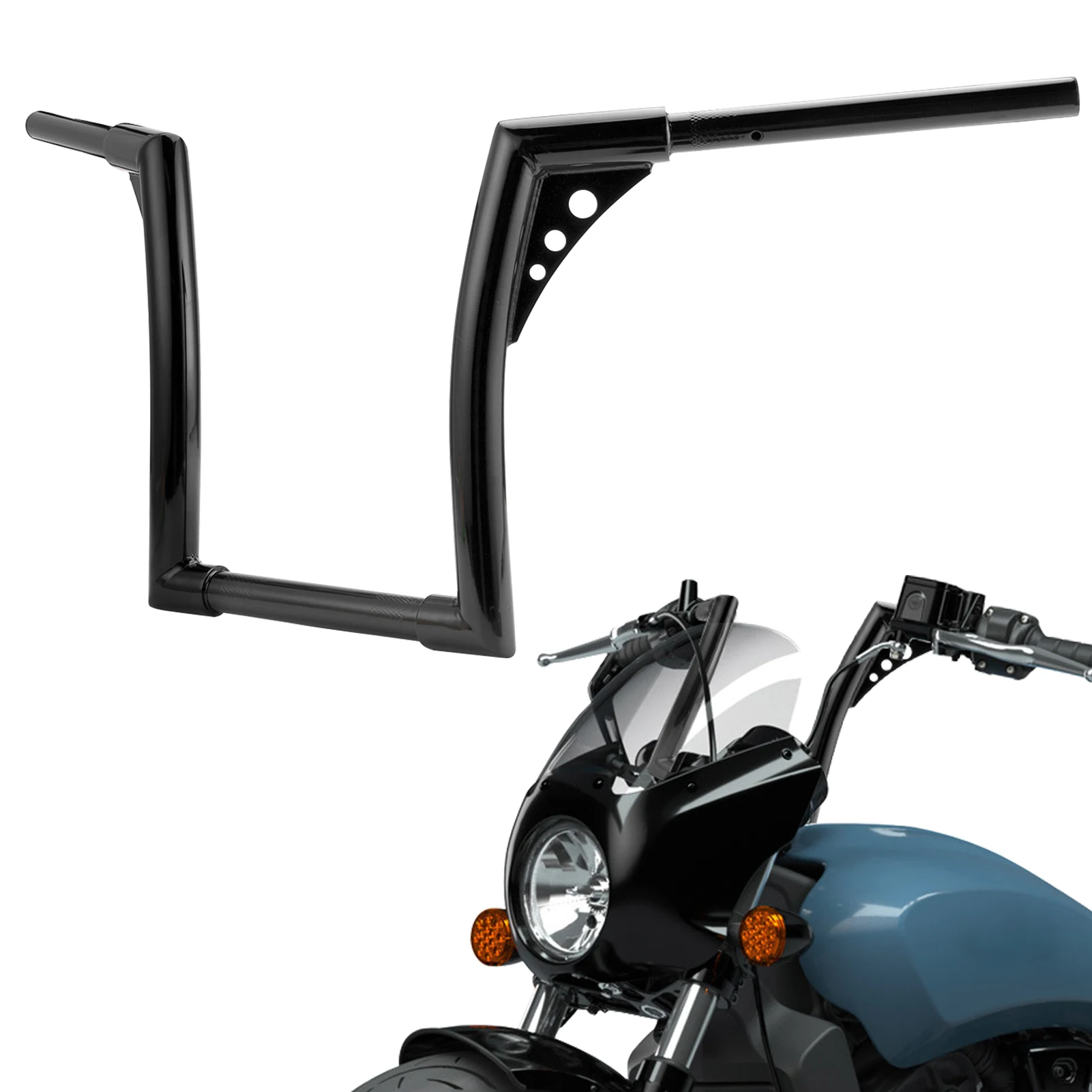 

Motorcycle Gloss Black 12inch APE Hanger Bar-Sharp Handlebar for Indian Scout 2015-2024 Bobber Twenty Rogue Sixty ABS