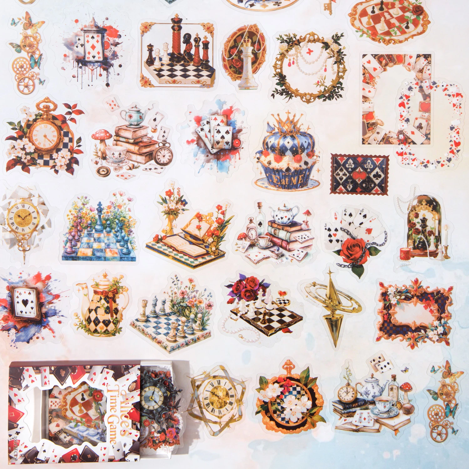 

Alice's Time Game Series Vintage Fairy Tale Landscape PET Sticker Creative DIY Journal Material Collage Scrapbook Stationery