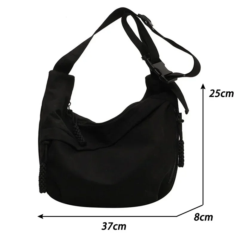 Fashion High Capacity Solid Color Single Shoulder Totes Bag Nylon Hobos Crossbody Bags Solid Casual Zipper Women's Bags image 5