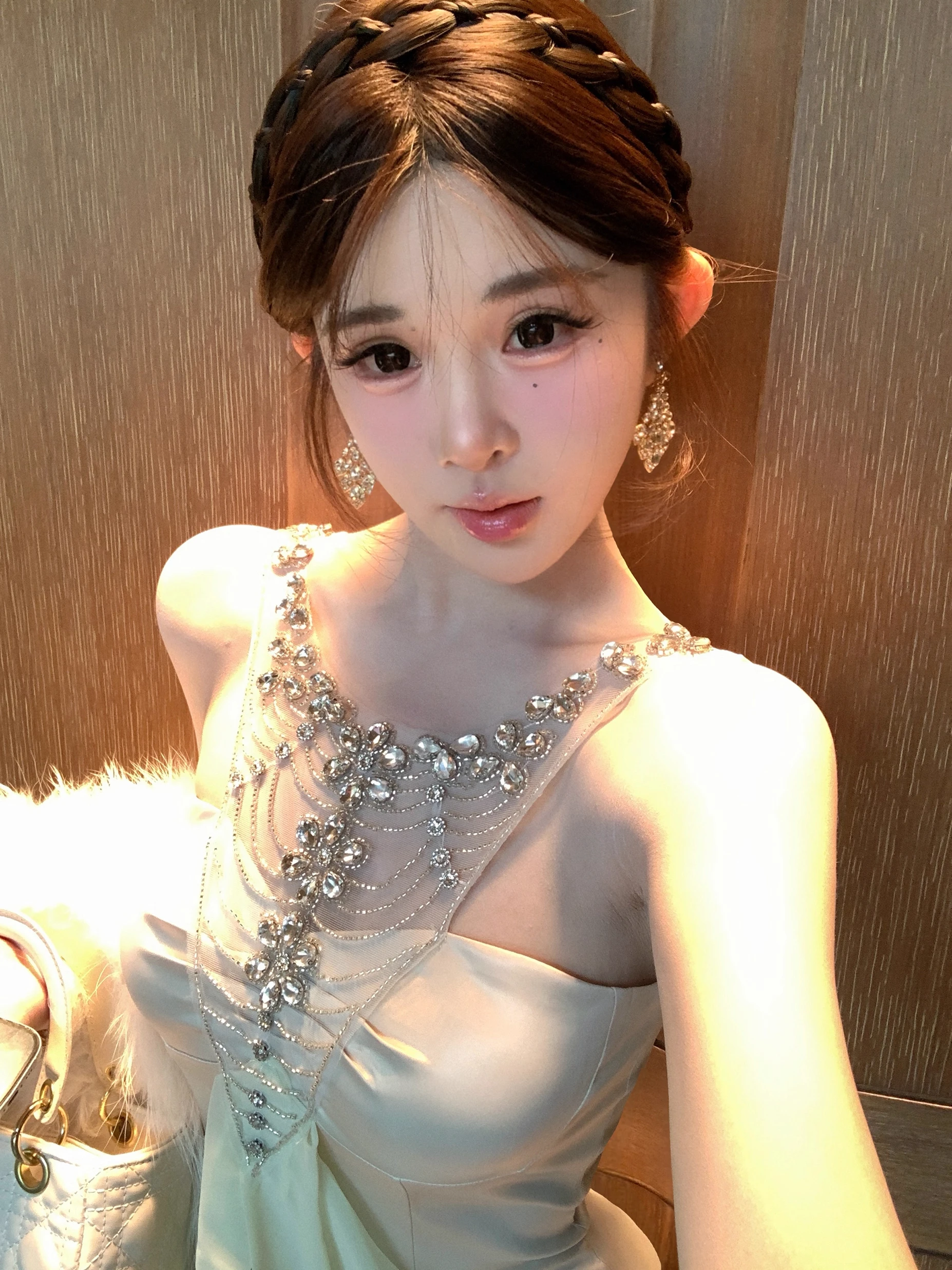 

Heavy Work Diamond Embellied Silk Satin Neline Dr Women Ele Lady Pure Desire Sexy Birthday Dr Bodycon ort Skirt