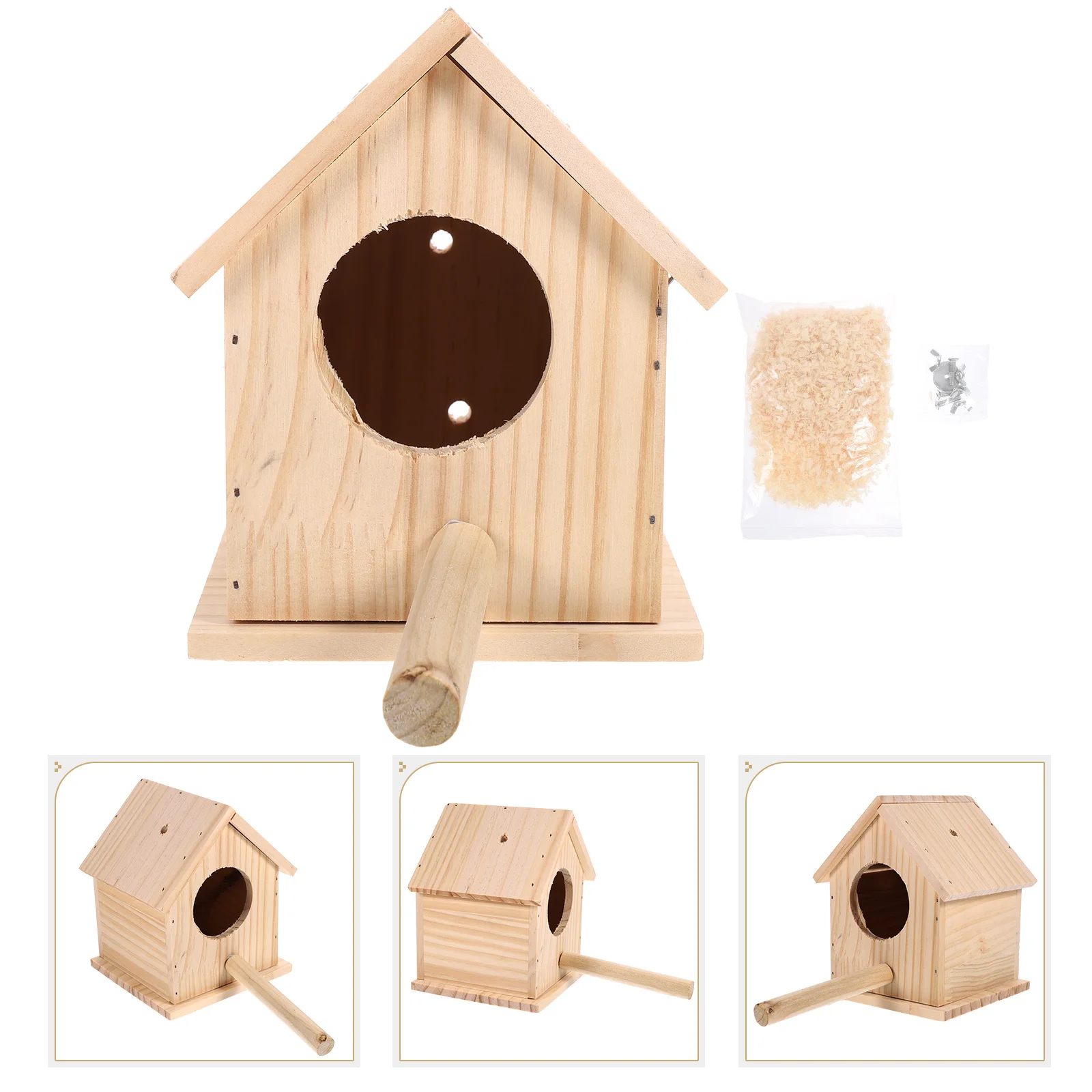 

Wooden Breeding Box Small Bird Nest Cage For Outdoor Garden Decoration Handmade Wood Birds House Hanging Nest For Pets