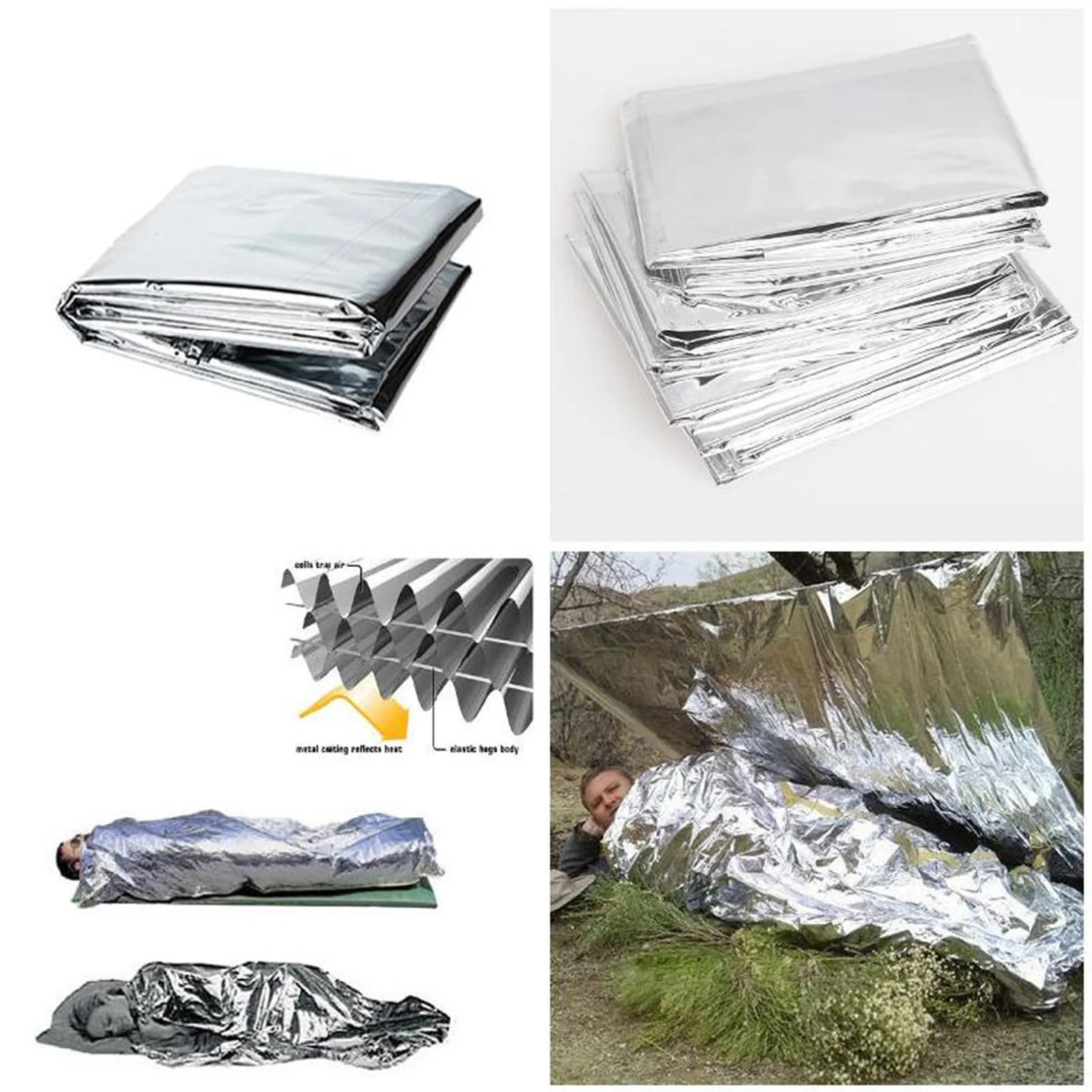 Portable Emergency Blanket Warm Keeping Rain-Proof Survival Blanket Universal for All Weather Conditions