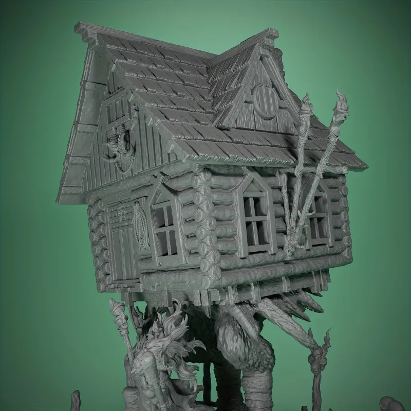 Capanna di Baba Yaga in miniatura in resina dipinta a mano - Perfetta per giochi da tavolo e decorazioni per sala giochi, miniature in resina, regali giocattolo modello