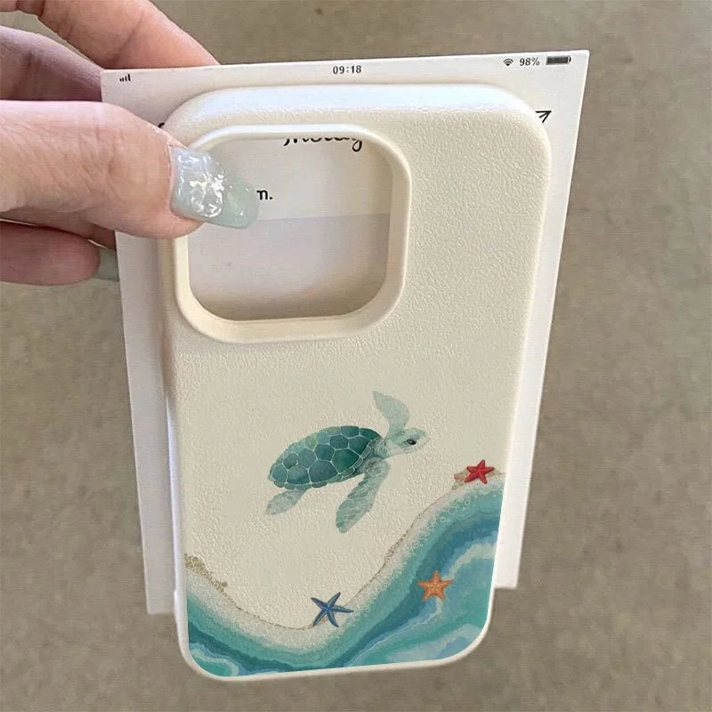 INS Sea Turtle Lychee Pattern Phone Case For iPhone 18 17 13 14 16 11 12 15 Pro Max 16 15 14 Plus X XR XS 18 Air Matte TPU Cover - view 4