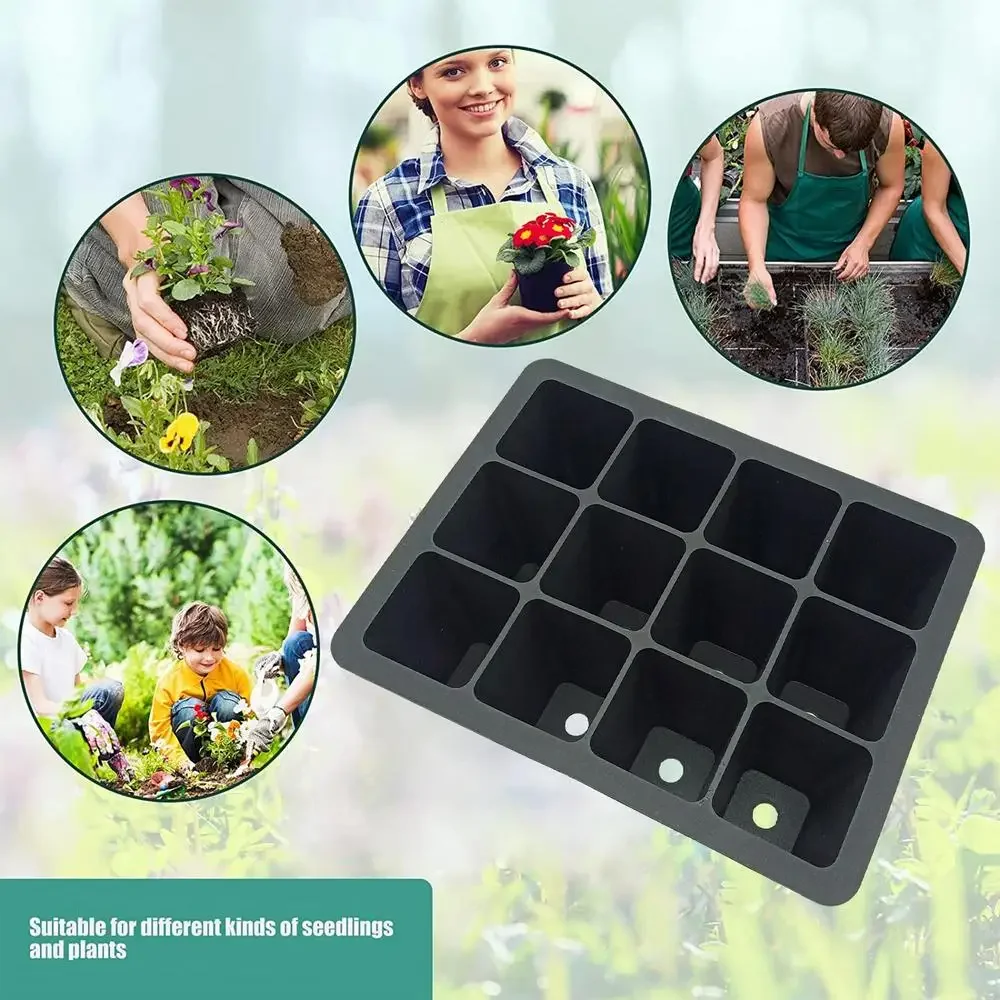 12 Cells Seed Starter Trays Silicone Seedling Pots Indoor Gardening Plant Germination Trays for Seeds Growing Starting