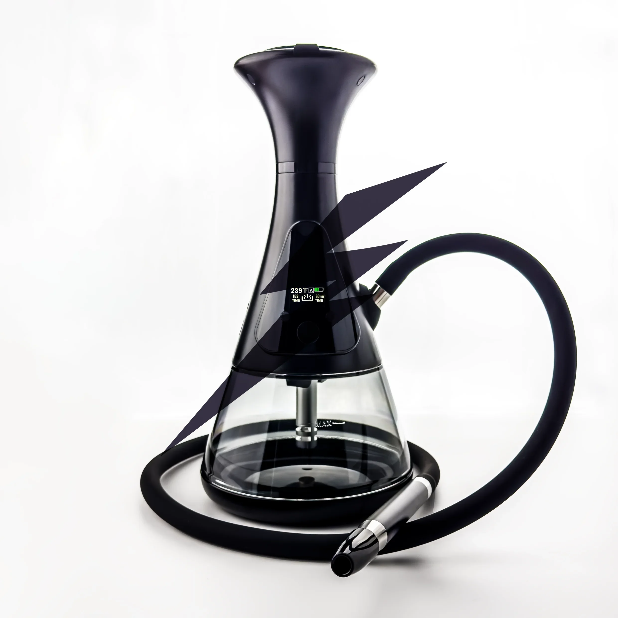 High Quality Luxury Rechargeable Electronic Chicha Hookah Set Portable LED Display Stainless Steel Customized Gift Box Mirror