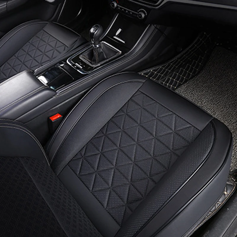 Funda Universal para asiento delantero de automóvil, cojín de cuero PU para asiento de automóvil, alfombrilla para silla de automóvil, accesorios interiores para automóviles, cuatro estaciones