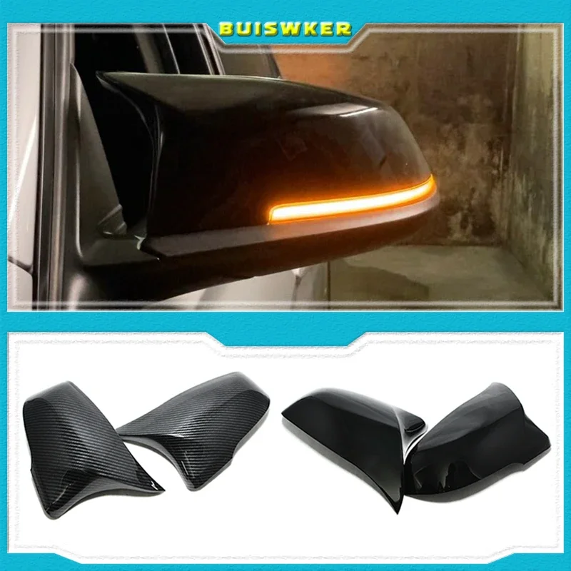 2pcs Car Styling Excellent Black Mirror Cover Caps Carbon Fiber Pattern for BMW 2 Series Z4 X1 X2 F48 F49 F45 F46 F39 F53 G39