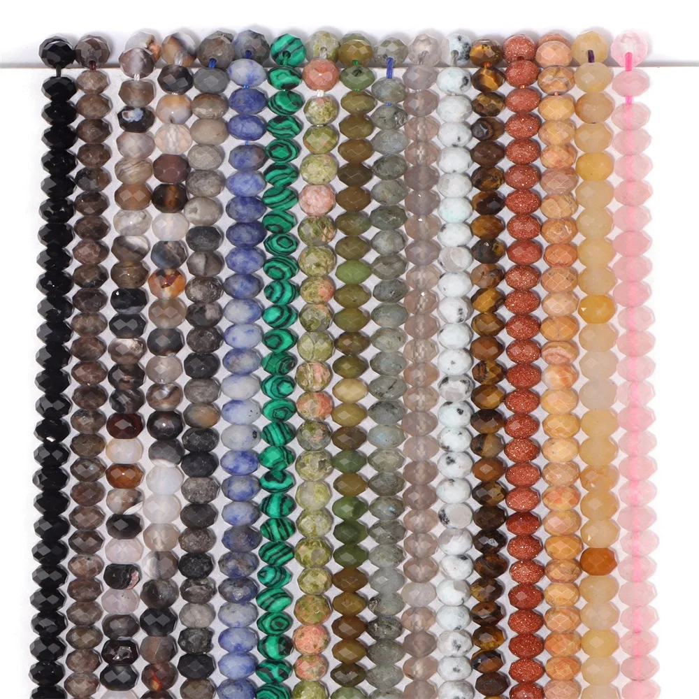 Facettierte 4x6mm Rondelle Naturstein Perlen Kristall Edelstein Labradorit Stein Spacer Perle Zubehör Charme für die Schmuck herstellung