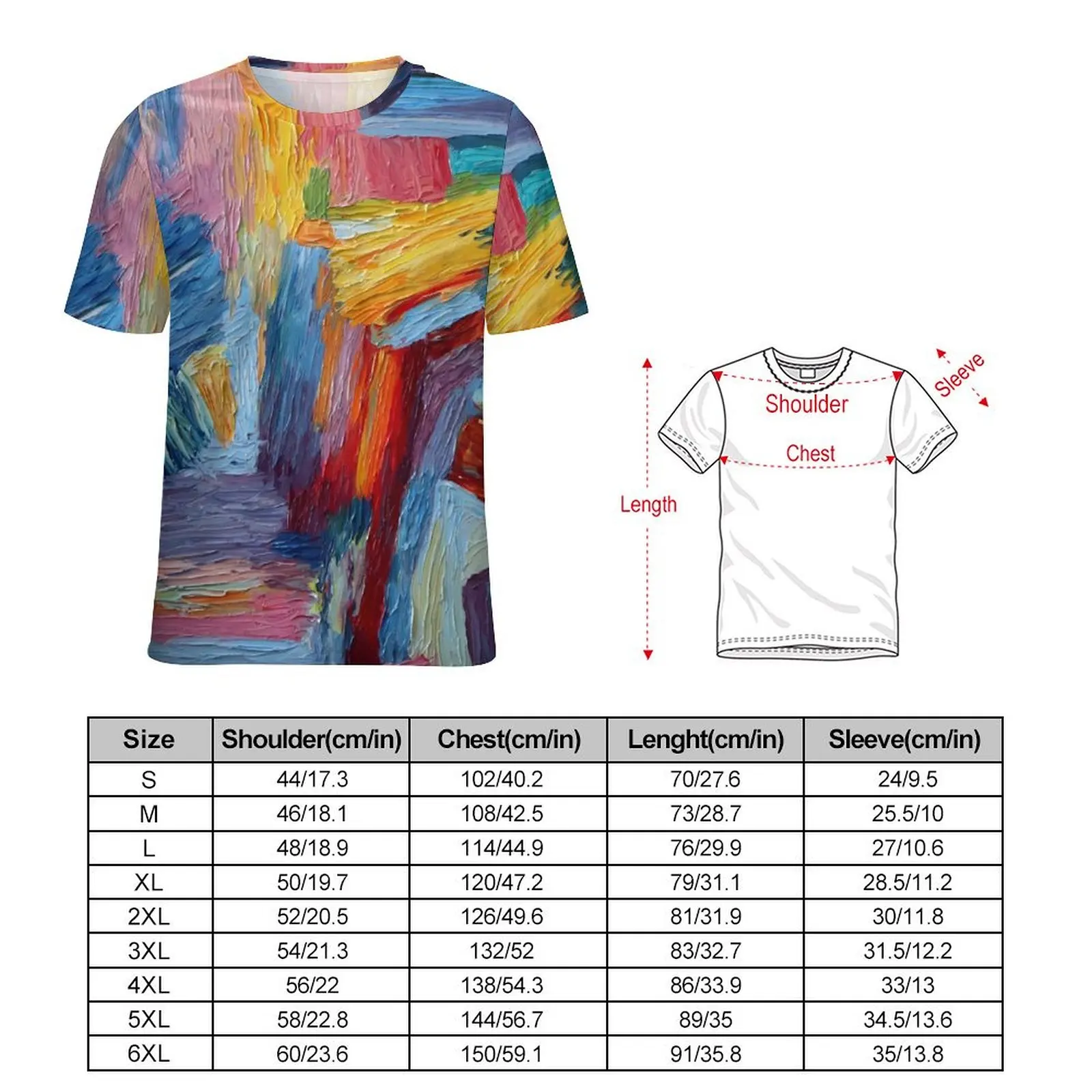 Summer T Shirt Paint Brush T-Shirts Colorful Print Aesthetic Popular Tees For Male Short Sleeve Custom Plus Size Tops