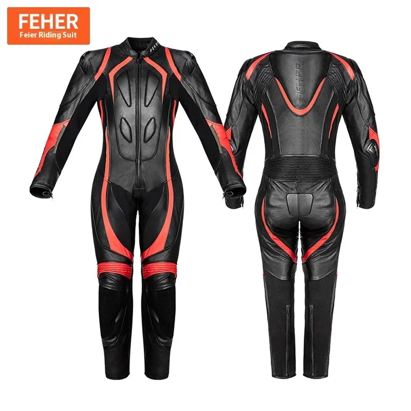 

Men's Four Seasons Racing Suit Siaman Leather Anti-Fall Heavy Machine Competitive Track Bike Suit for Motorcycle Riding