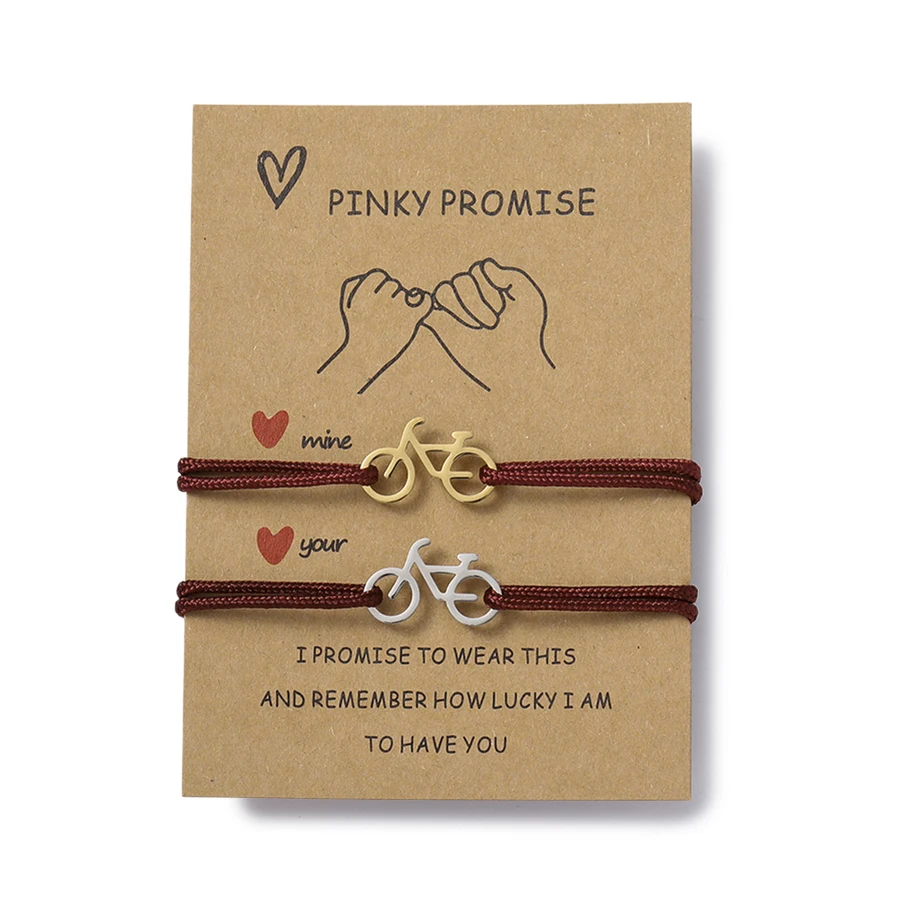 AliExpress Noter Romantic 2Pcs Couple Bracelet Set Bicycle Charm Matching Braclet For Best Friends Lovers Gift Lightweight Comfortable Adjustable